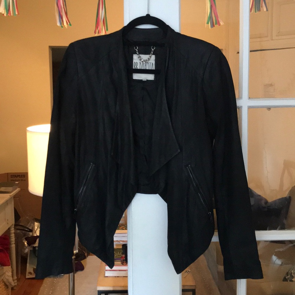 Leather jacket with flaps